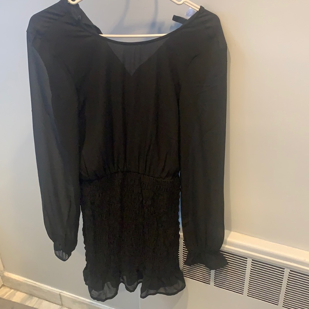 Black scrunch bottom flowy top dress